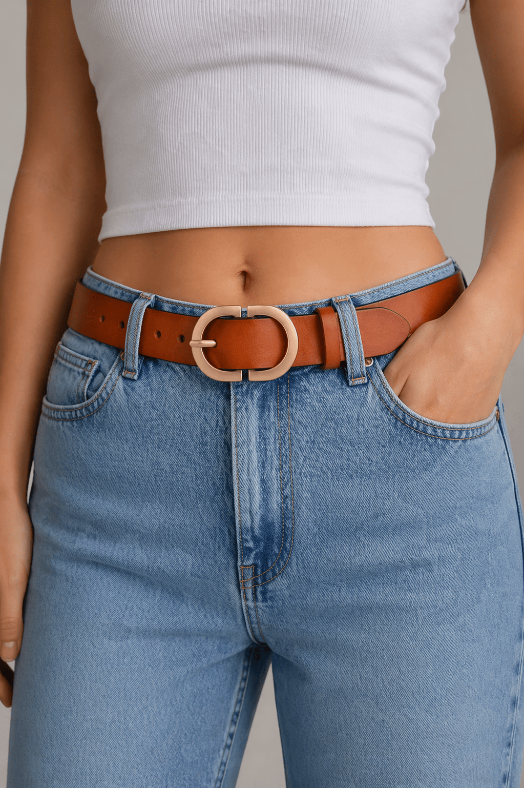 Women's brown denim belt - MIXPER