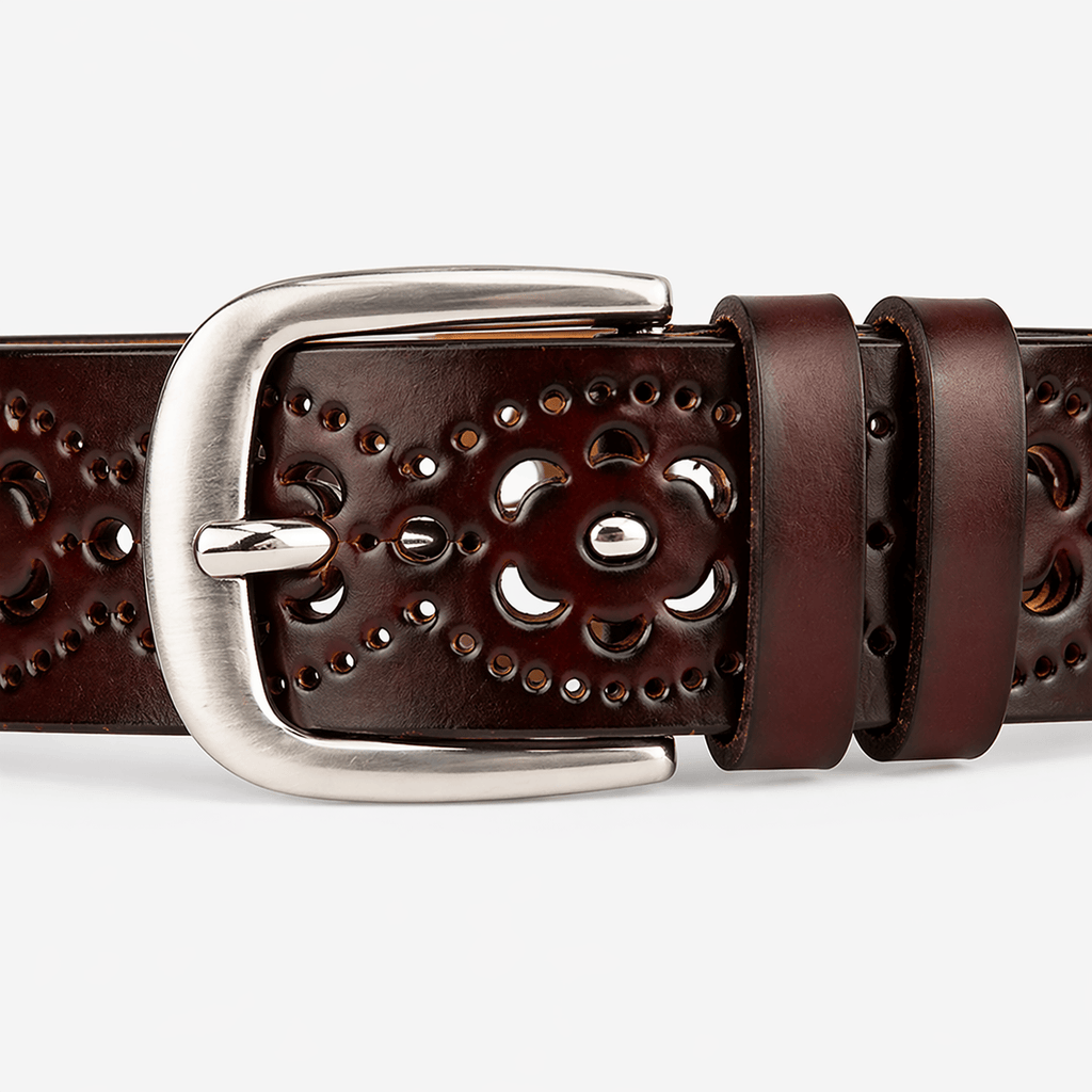 Women's brown leather belt - PERVAN