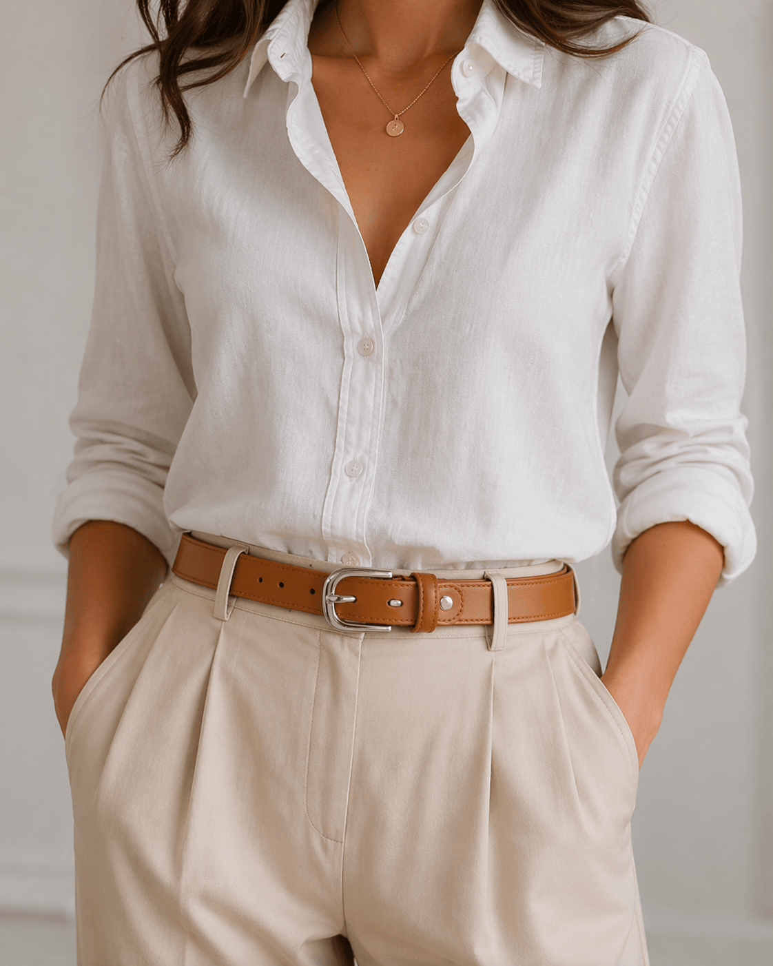Women's camel leather belt - LORXIL