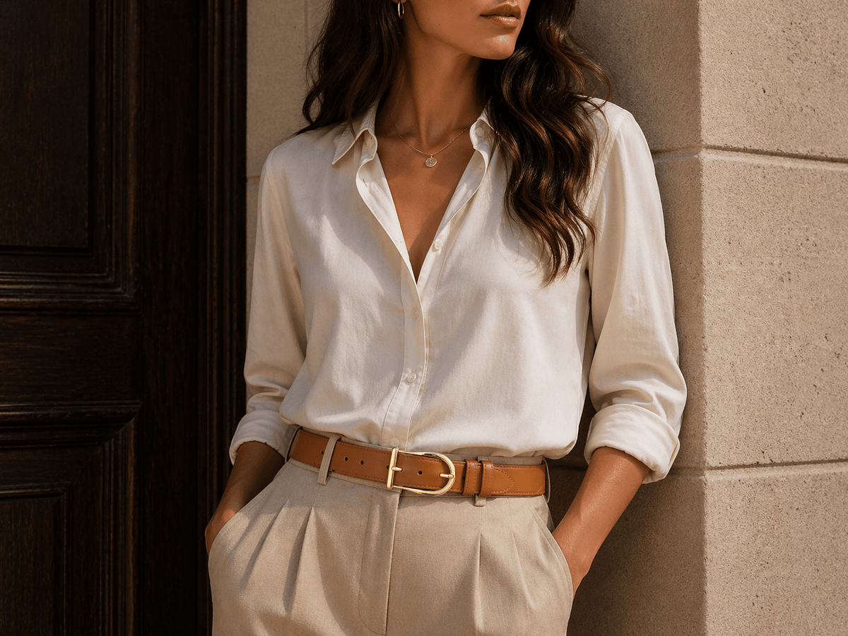 Women's classic gold buckle belt - FONVAX