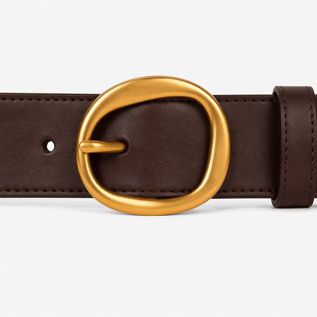 Women's gold rounded buckle belt - LIVSAN