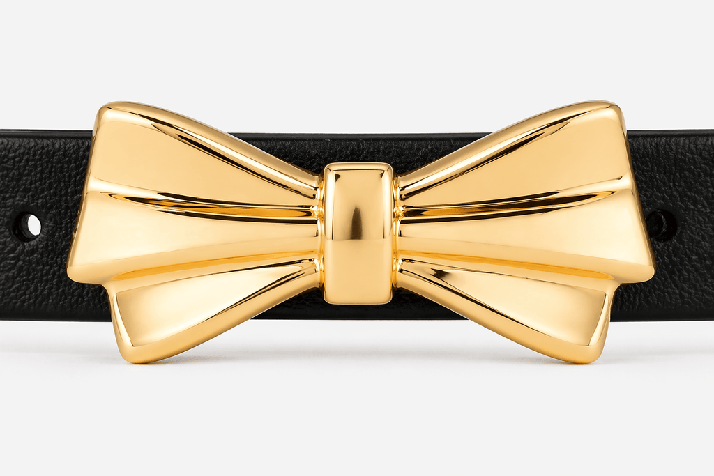 Women's golden bow buckle belt - WAXFEN