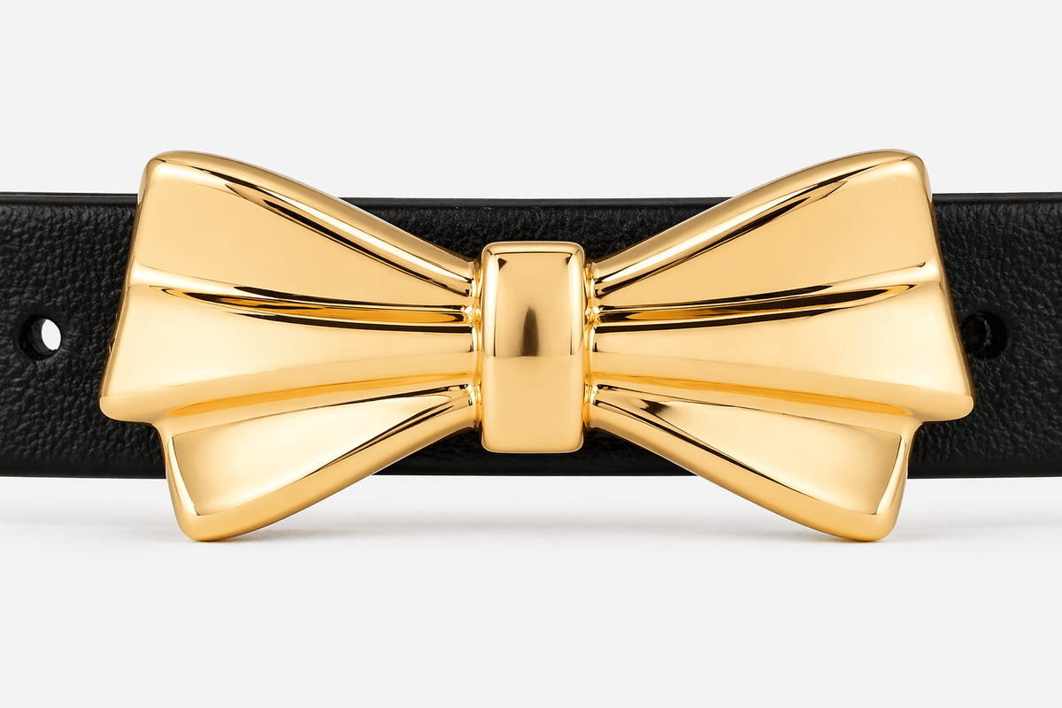 Women's golden bow buckle belt - WAXFEN