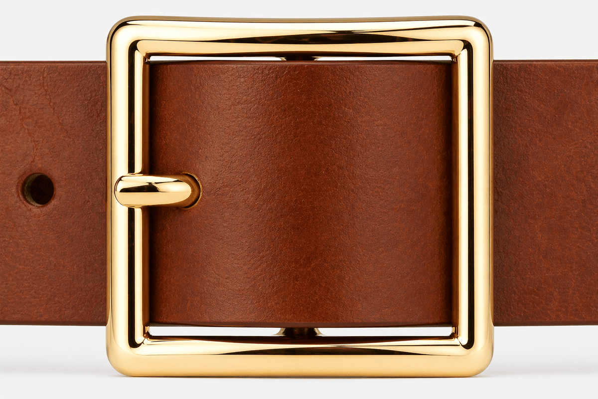 Women's golden square buckle belt - MIVXAR
