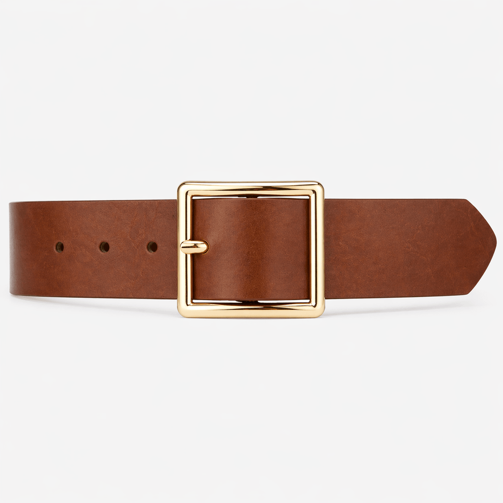 Women's golden square buckle belt - MIVXAR
