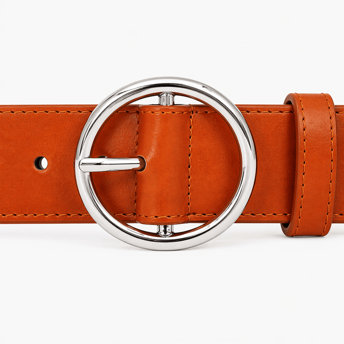 Women's silver rounded buckle belt - VOVTEL