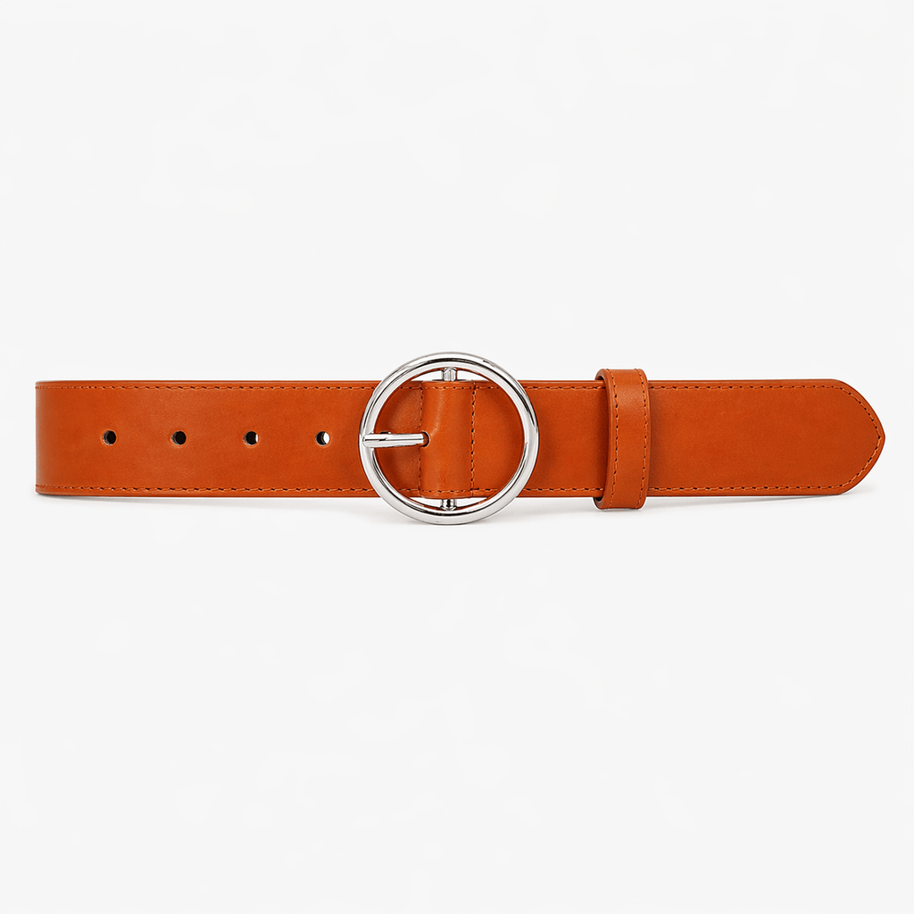 Women's silver rounded buckle belt - VOVTEL