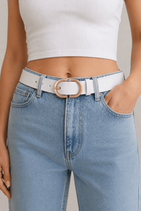 Women's white denim belt - LEZVON
