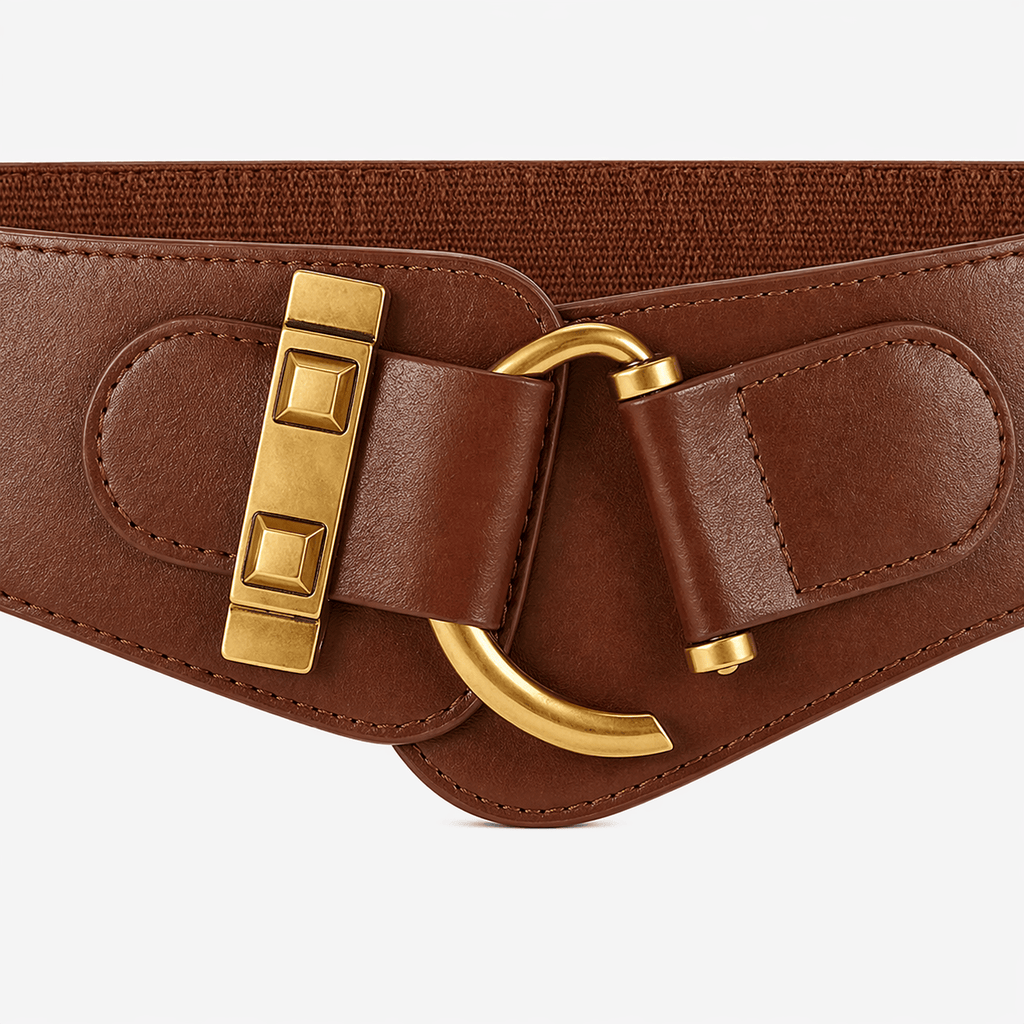 Women's wide brown belt - LOMFEN